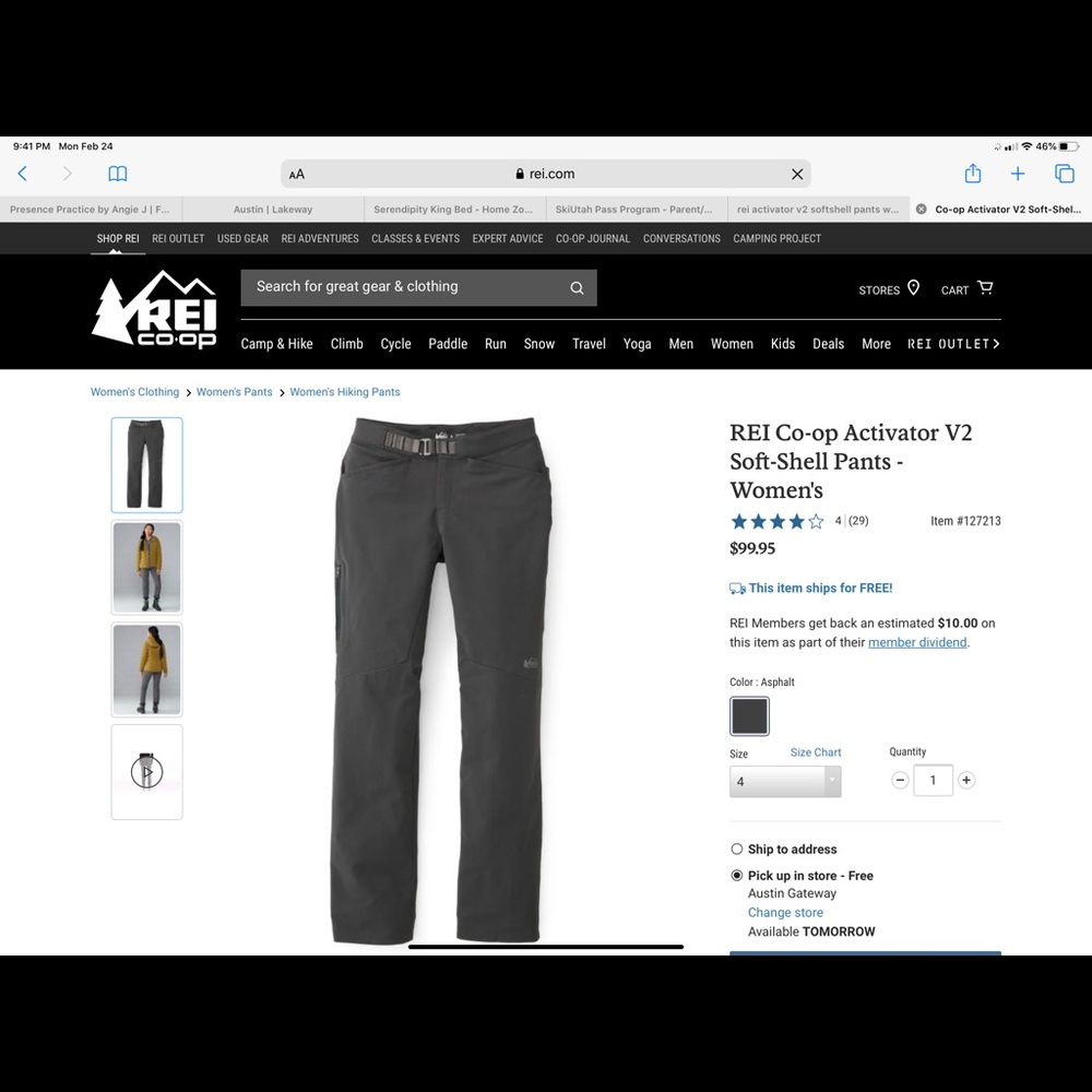 REI WOMENS activator V2 Pant size 8